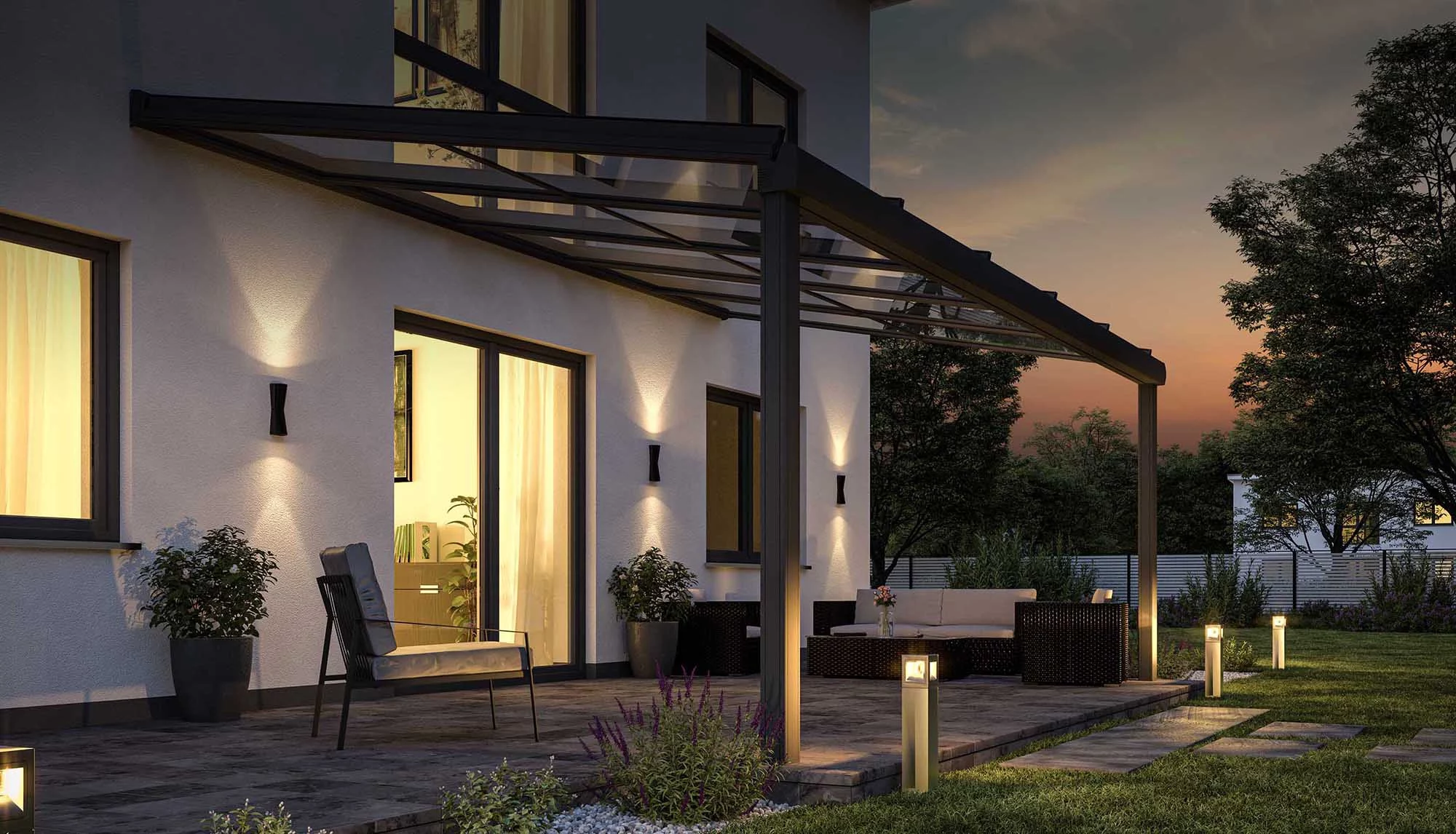 Pergola z dachem szklanym Murano